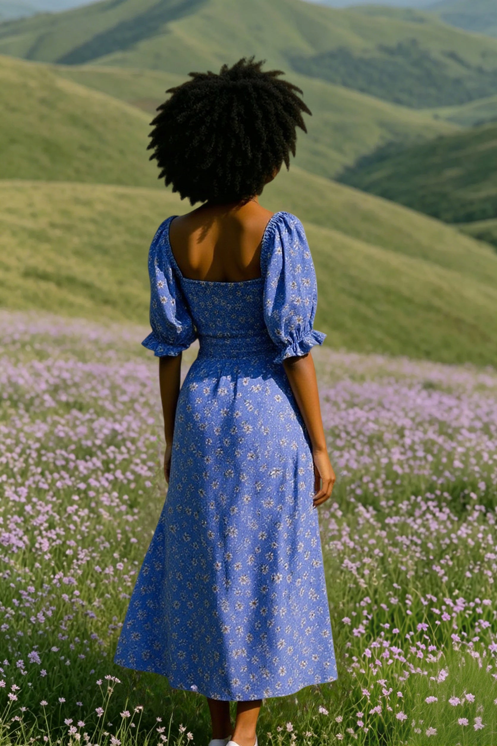 Vintage Washed Floral Midi Dress