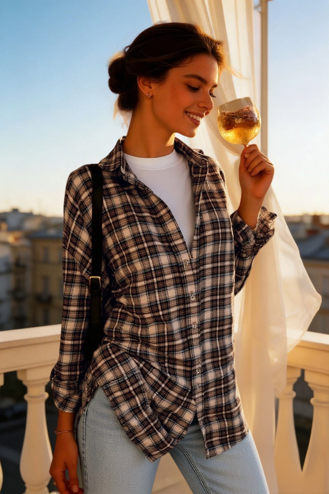American Vintage Plaid Blouse