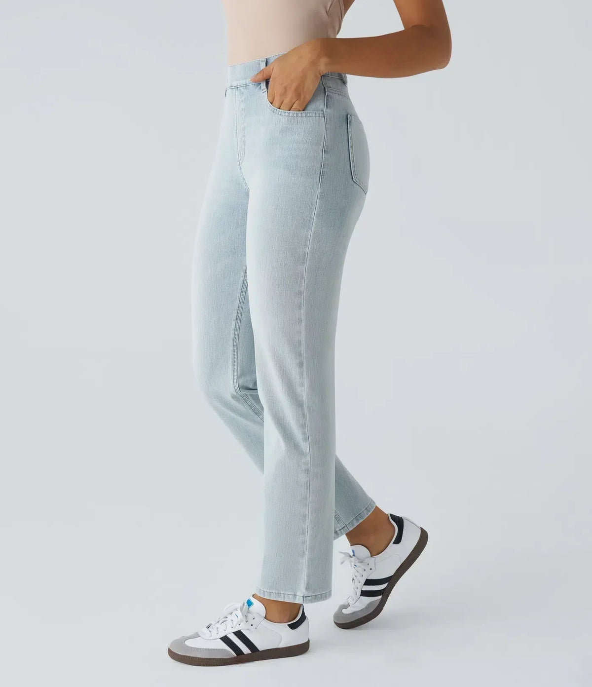 High Waist Straight Leg Pull On Jeans 23