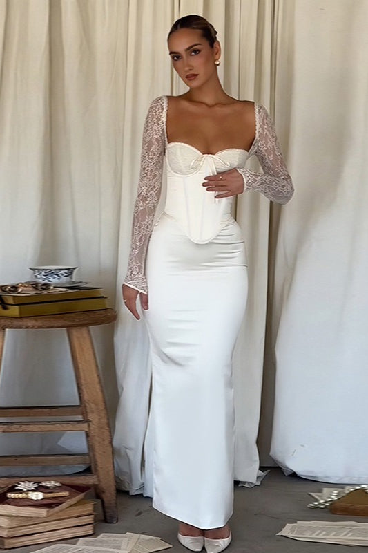 Lengthy Sleeve Bodycon Maxi Lace Dress