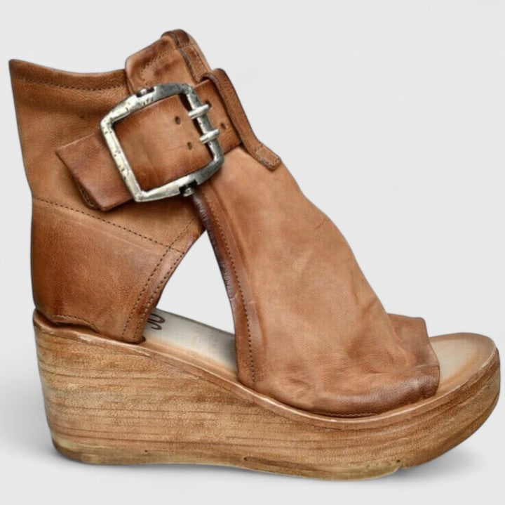 Open Toe Buckle Platform Wedge Sandals