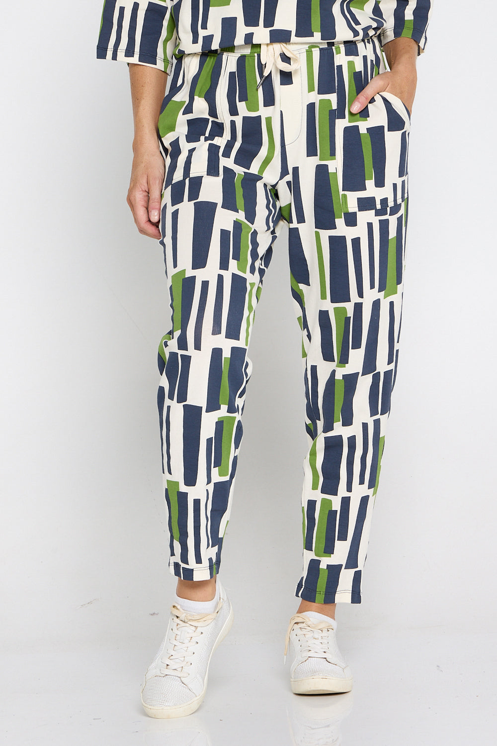 Valley Lounge Pant - Navy/Green Geo Print