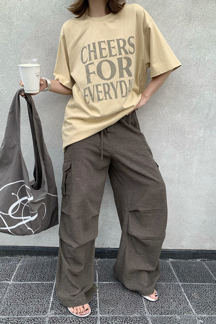 Cotton Oversized Letter Print T-Shirt