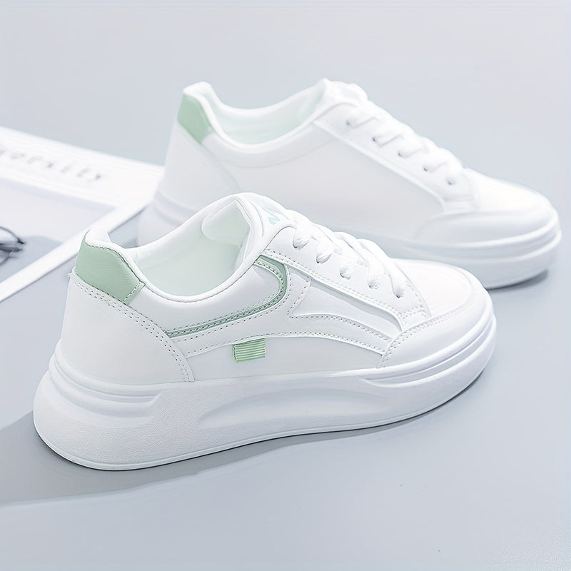 Lace Up Round Toe Low Top Platform Sneakers