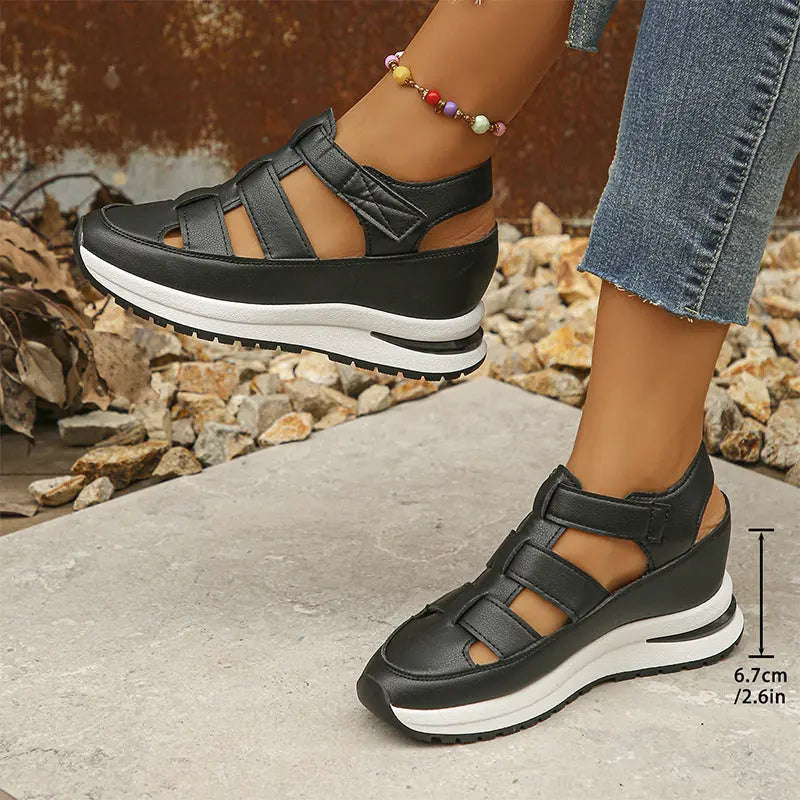 Cutout Closed Toe Platform Fisherman Sandals