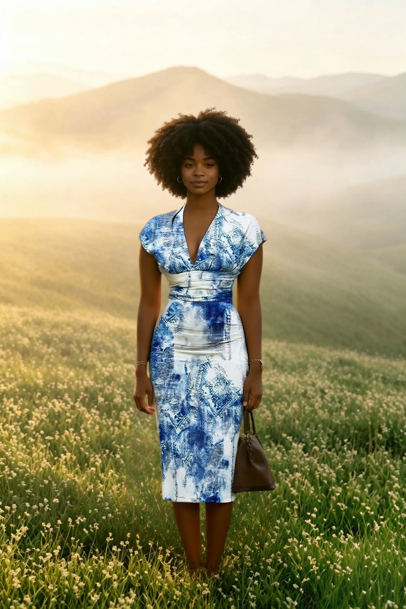 V Neck Sleeveless Wrap Dress Elegant Plaid Midi Dress