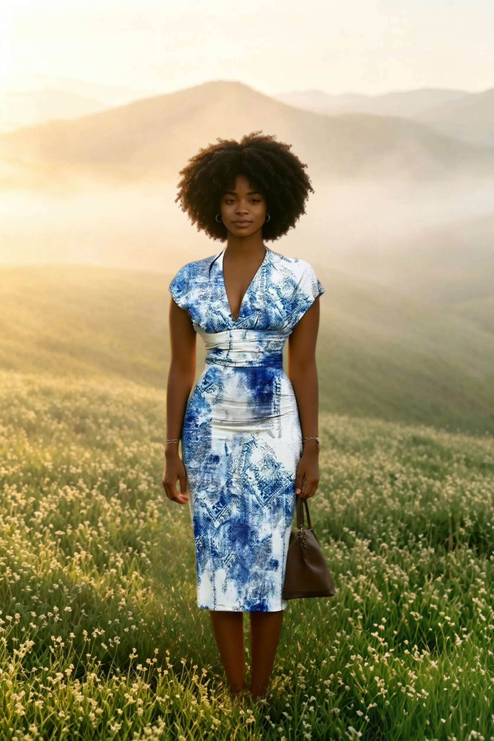 V Neck Sleeveless Wrap Dress Elegant Plaid Midi Dress