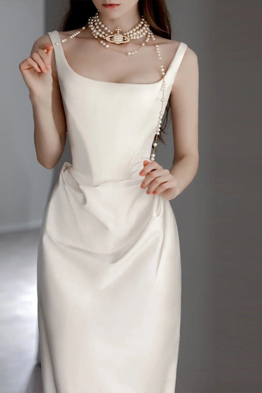 Minimalist High End Elegant Satin Wedding Dress