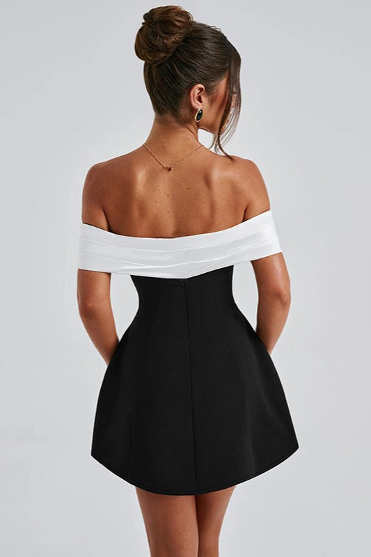 ColorBlock Bardot Party Dress