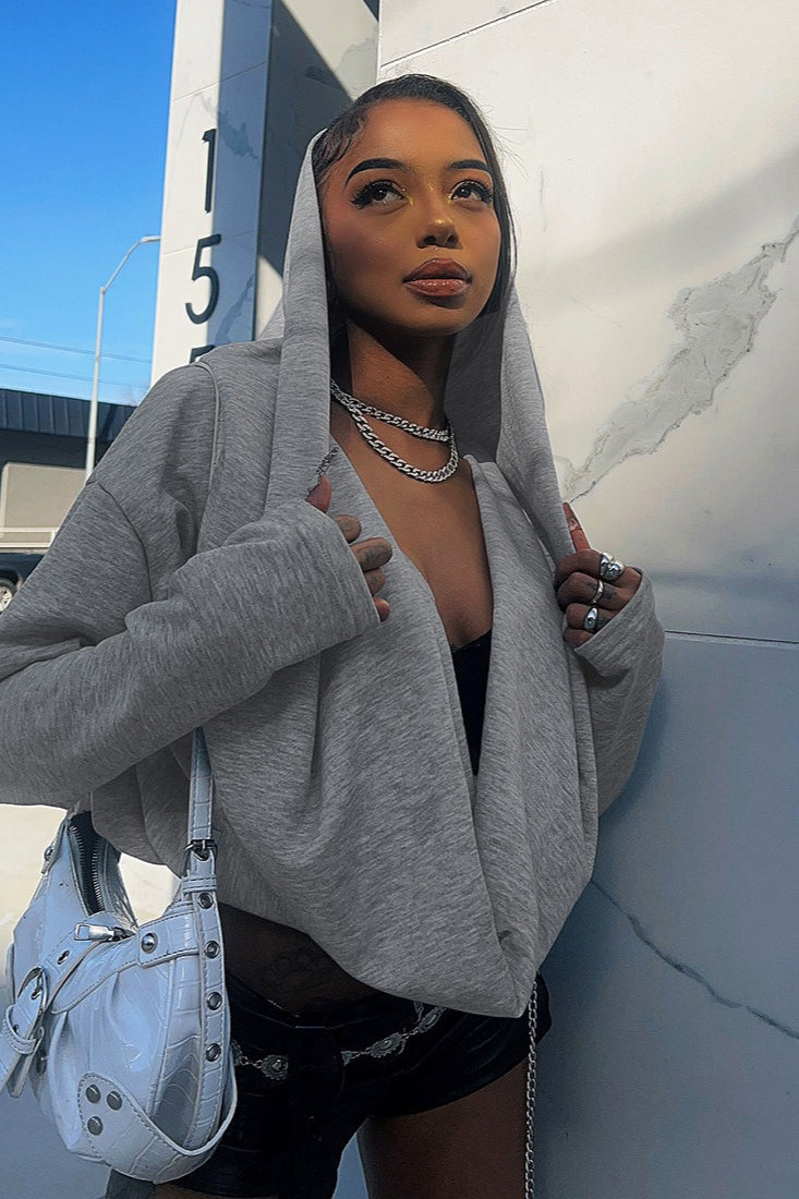 Deep V Cropped Hoodie