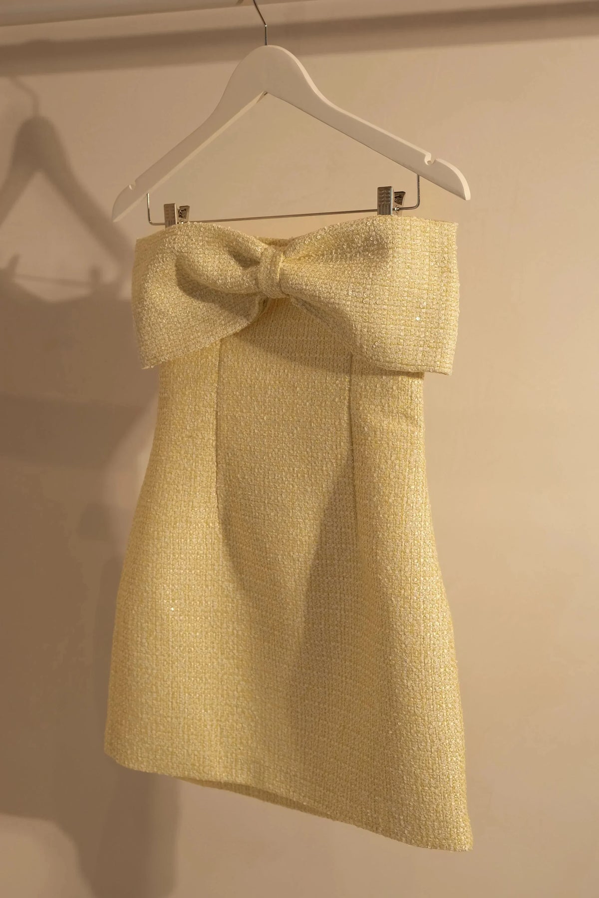 Tweed Strapless Oversized Bow Bodycon Mini Dress 8