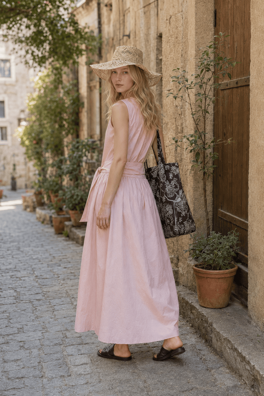 Pleated Tie Strap Lightweight Boho Dress