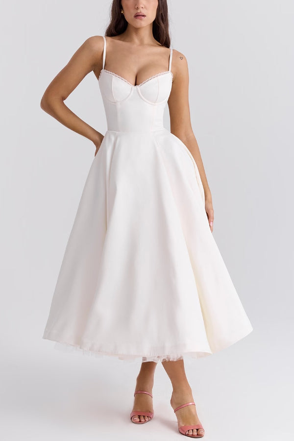Lorraine Premium Strapless V Neck Sleeveless Tutu Maxi Dress Boutique Edit