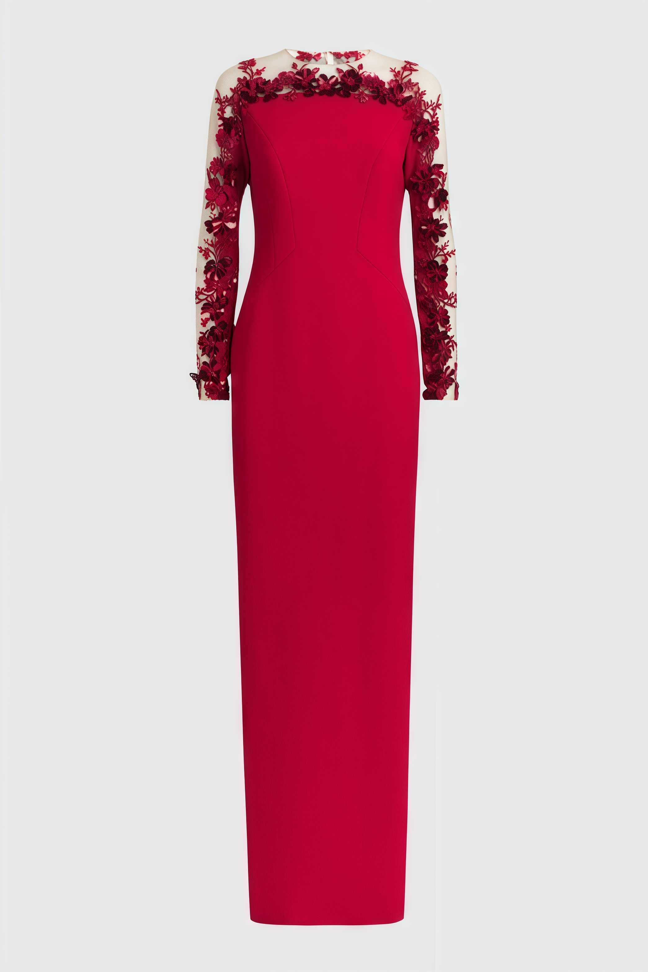 Thety Red 3D Floral Mesh Maxi Dress - View 5