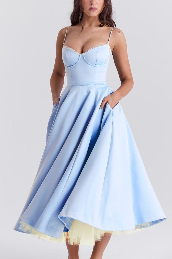 Lorraine Premium Strapless V Neck Sleeveless Tutu Maxi Dress Boutique Edit