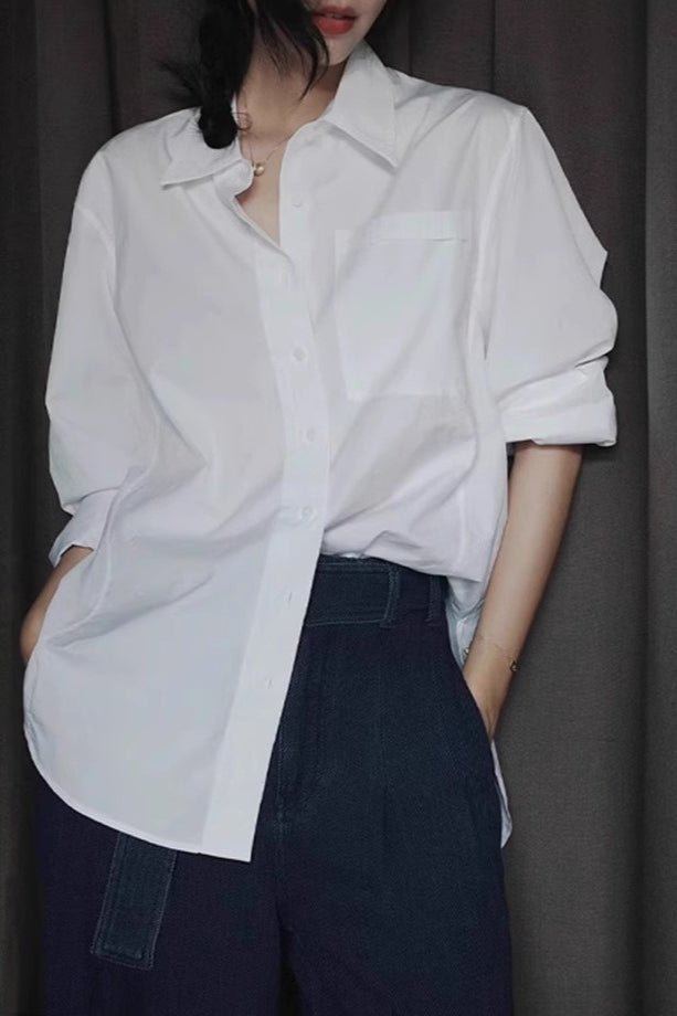 Elegant Cotton Oversized Long Sleeve Top