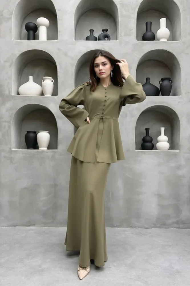 Solid Cardigan Dress Two Piece Elegant Work Set