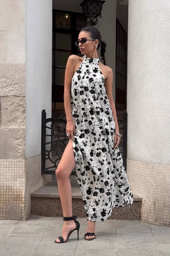 Halter-Neck High-Neck Dress