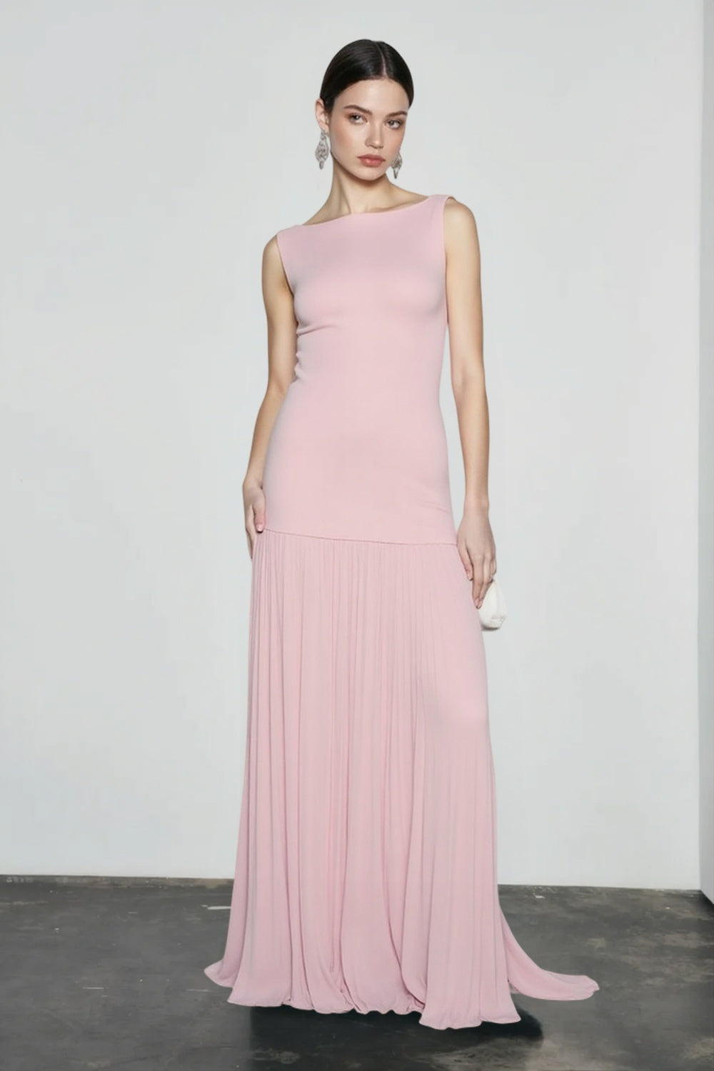 Sleeveless Knit Slip Prom Dress