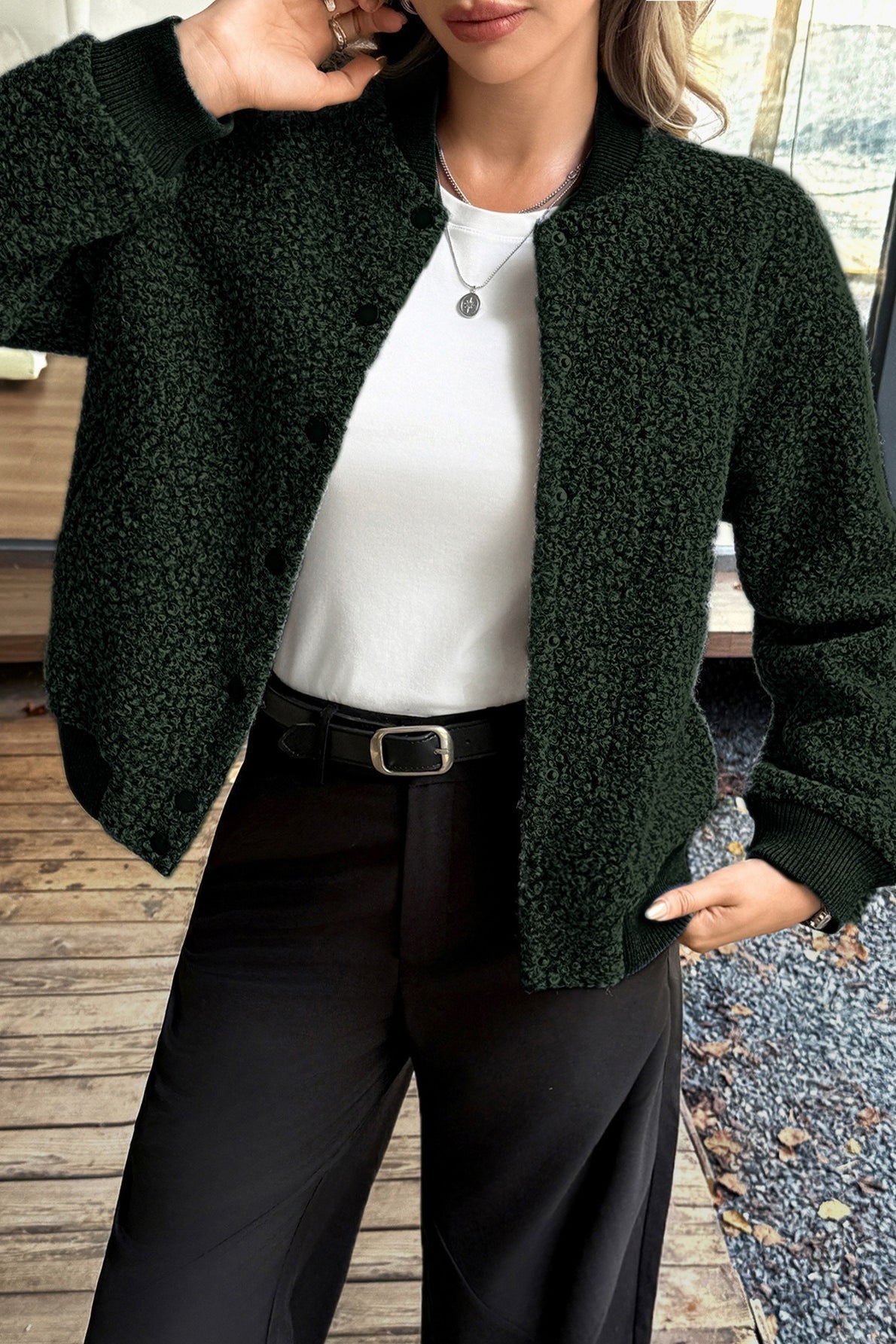 Holiday Style Long Sleeve Button Coat