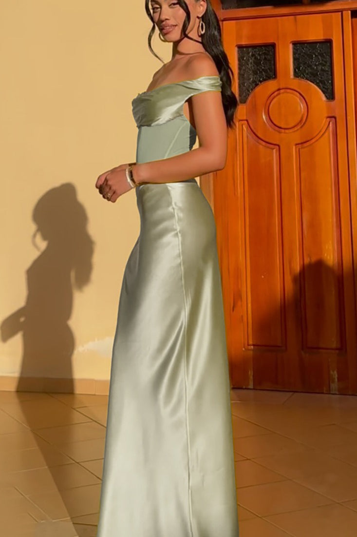 Off-the-Shoulder Sheer Mesh Bodycon Maxi Dress