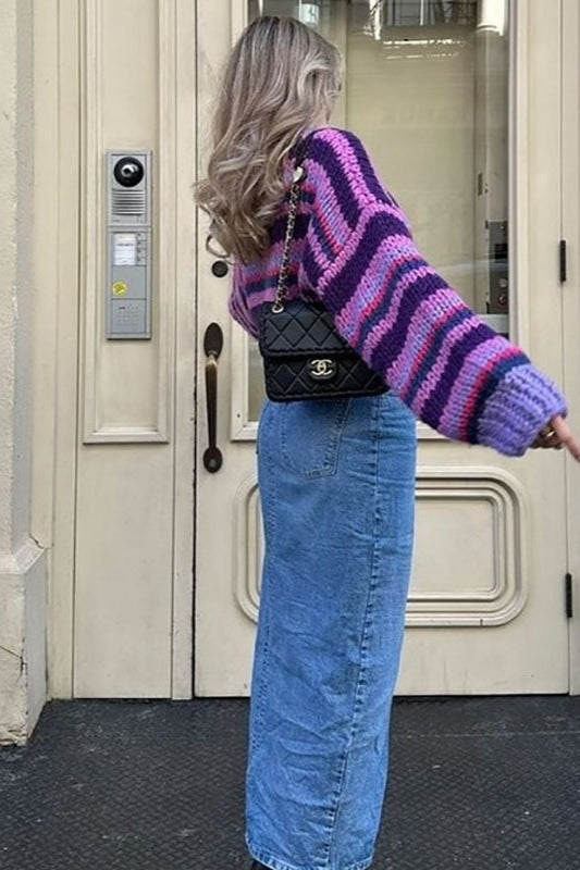 Striped Knit Pullover Sweater
