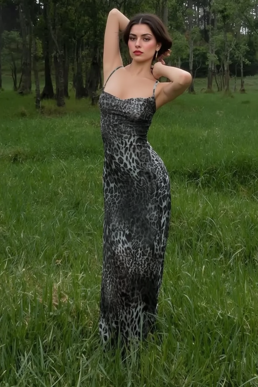 Sexy Leopard Backless Cocktail Slip Dress