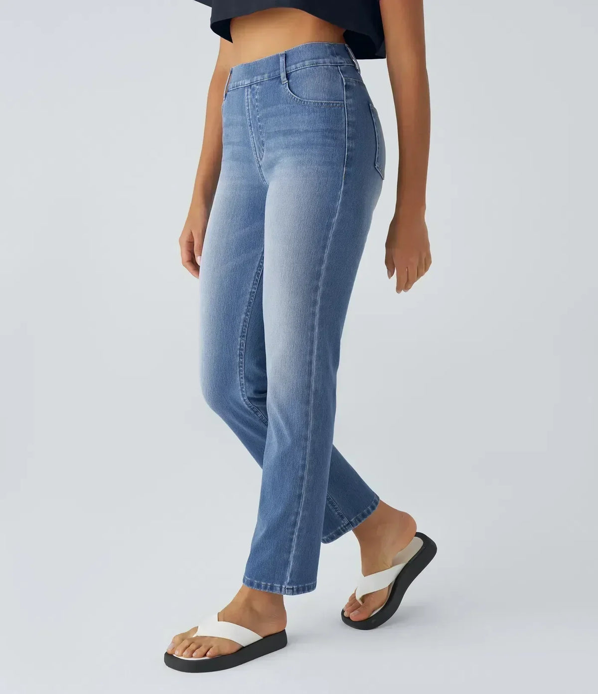High Waist Straight Leg Pull On Jeans 11