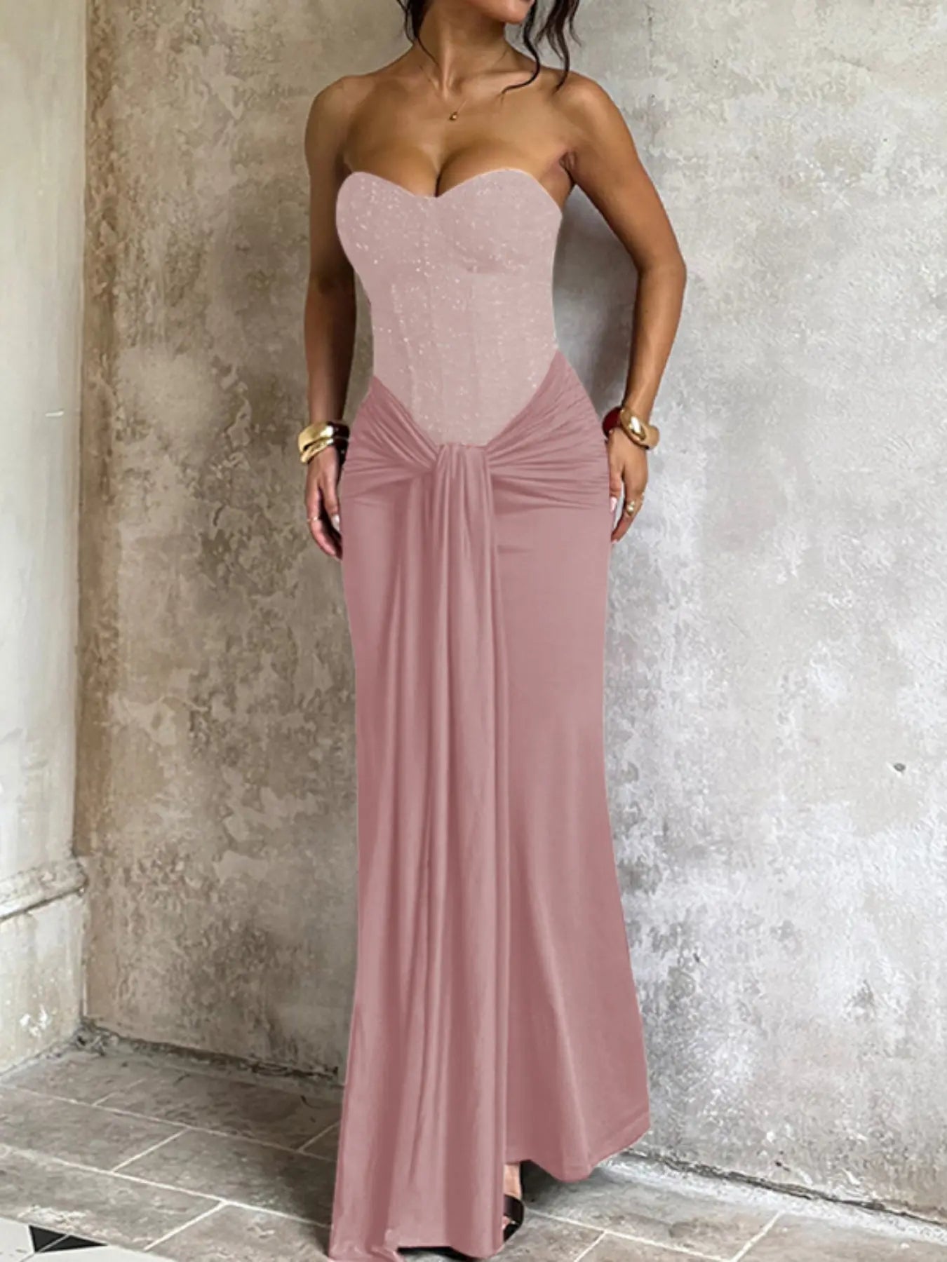 Strapless Corset Ruched Mermaid Maxi Gown 6
