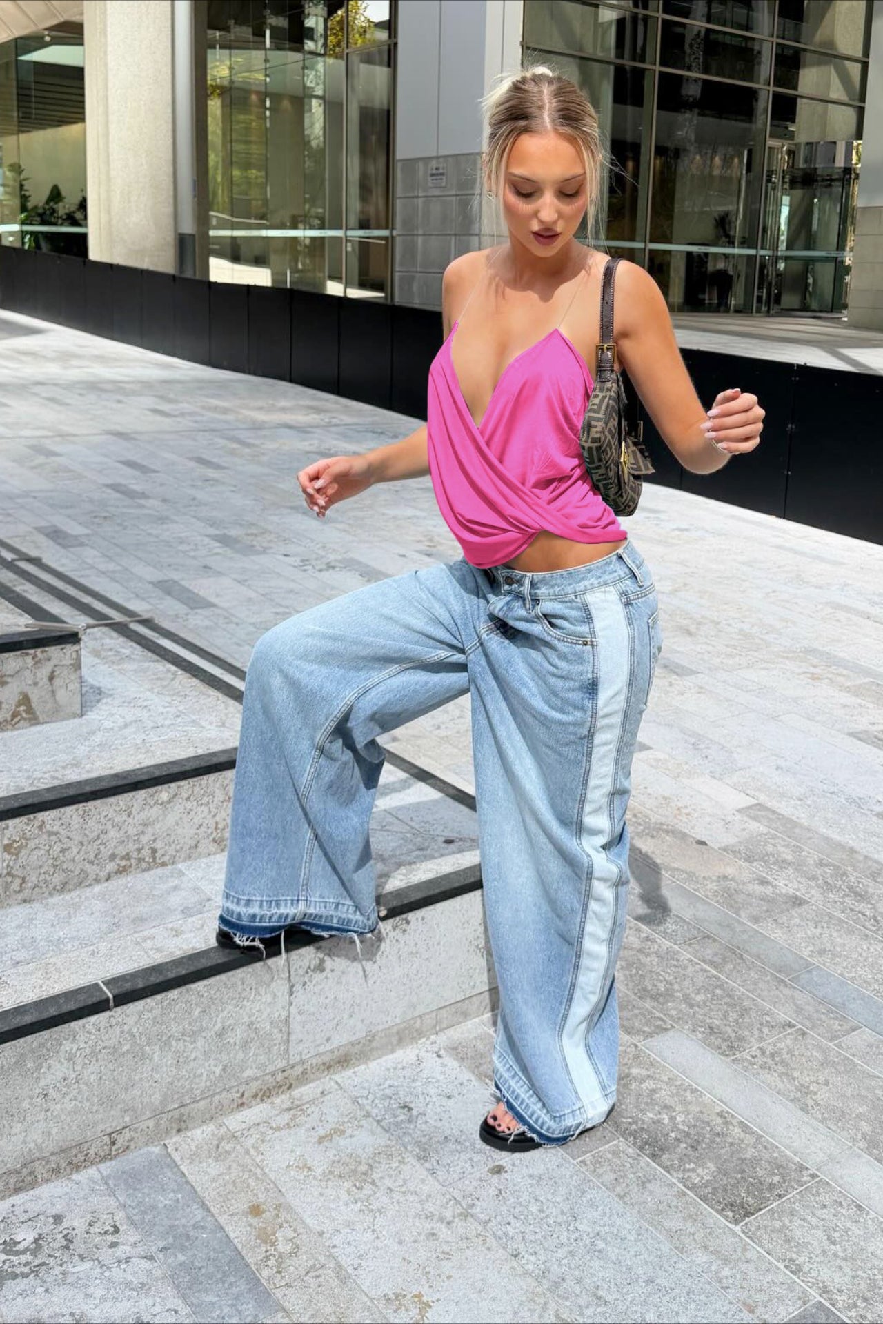 Draped V-Neck Satin Cami Top