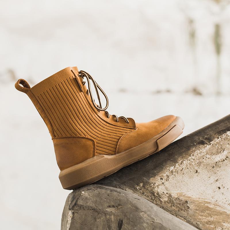 Matte Leather Combat Boots Lace Up Boots Short Plush Lined Or Leather For Choice Brown/Black /Beige