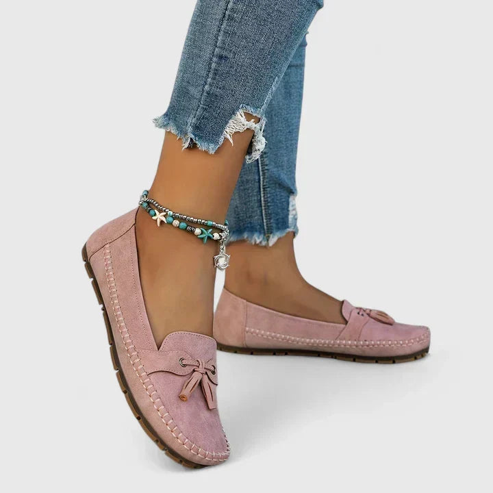 Suede Look Tassel Slip On Moccasin Loafer Flats