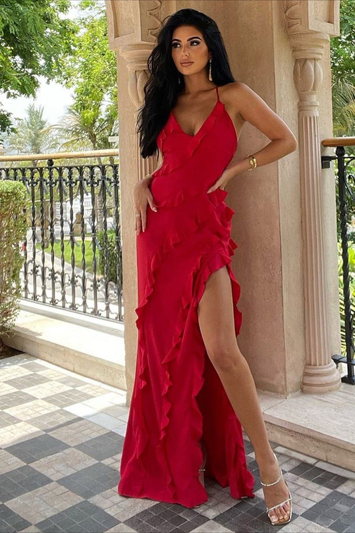Strappy Ruffle LowBack Party Dress