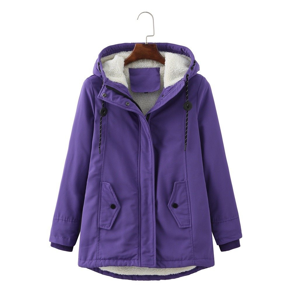 Hooded Sherpa Lined Zip Front Utility Parka Jacket