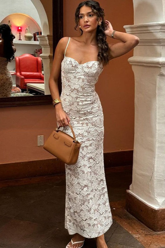 Backless Lace Bodycon Maxi Dress