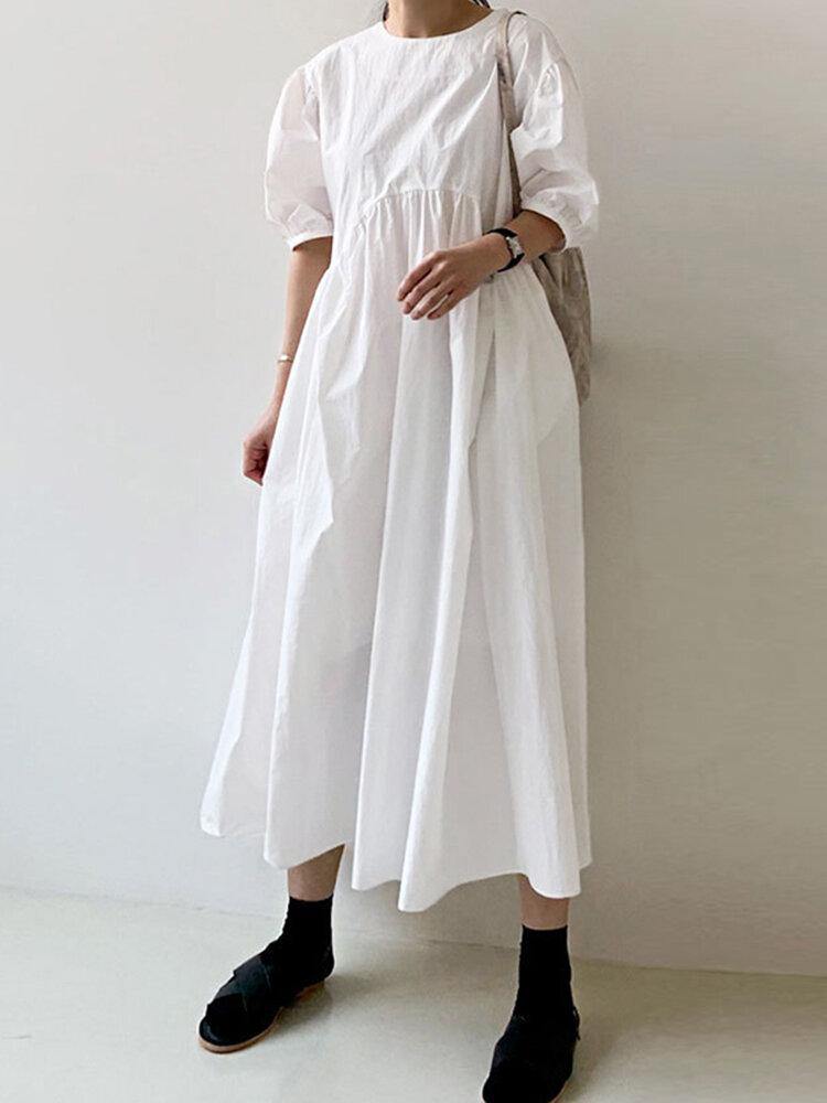 Elida Loose Dress with Puff Sleeves for Women Special Occasion Look