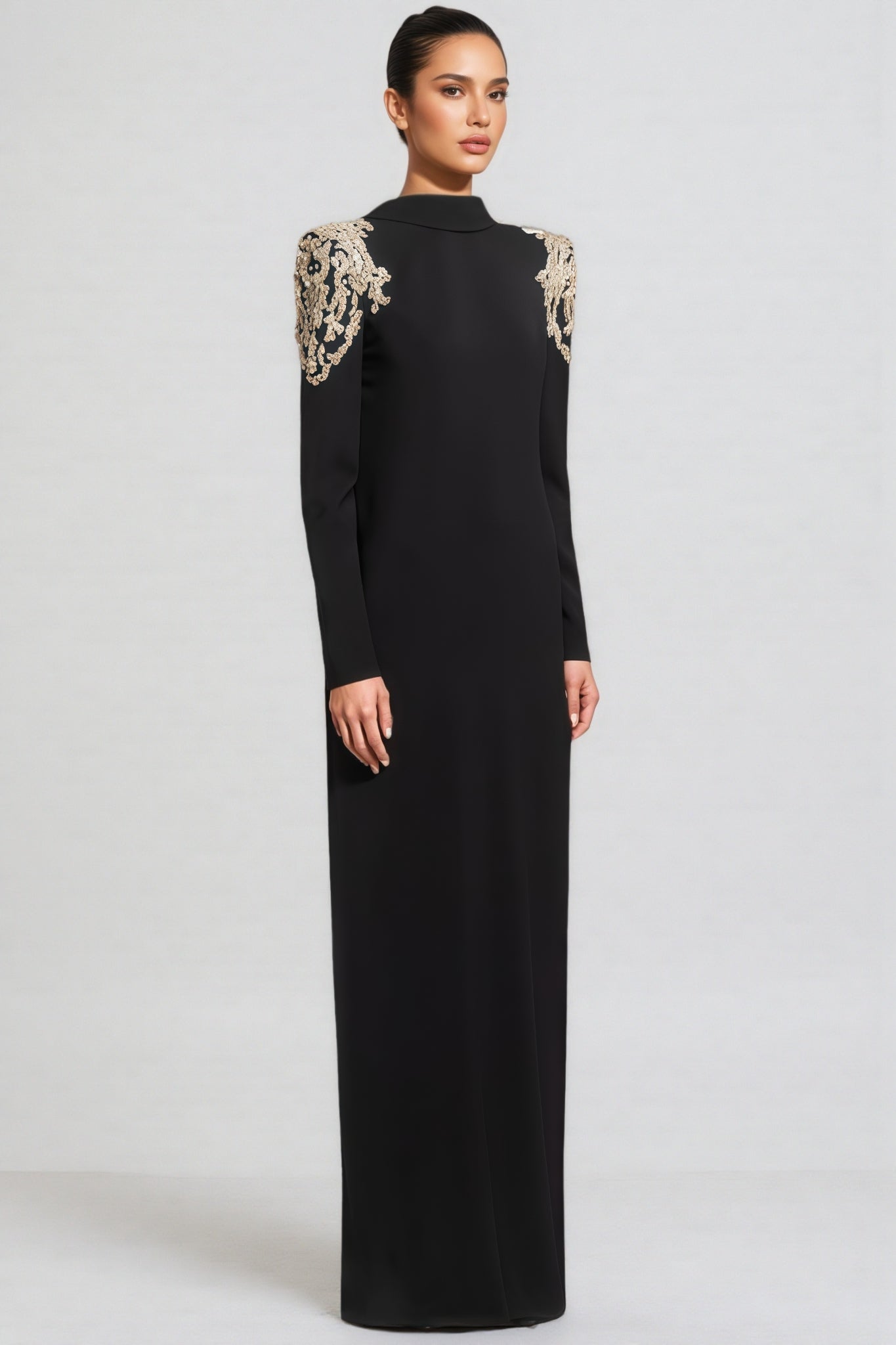 Luned Beaded Rhinestone Backless Maxi Dress - View 2
