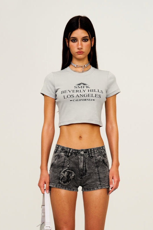Cropped Fitted Crewneck T-Shirt