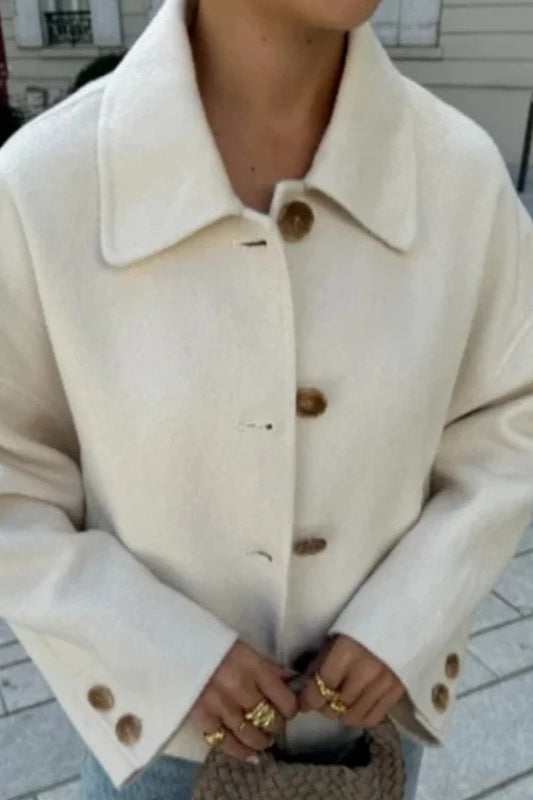 Cropped Wool Notch Collar Jacket