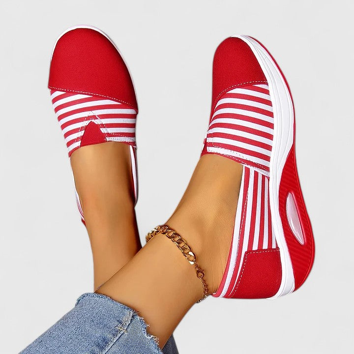 Striped Slip On Platform Wedge Sneakers