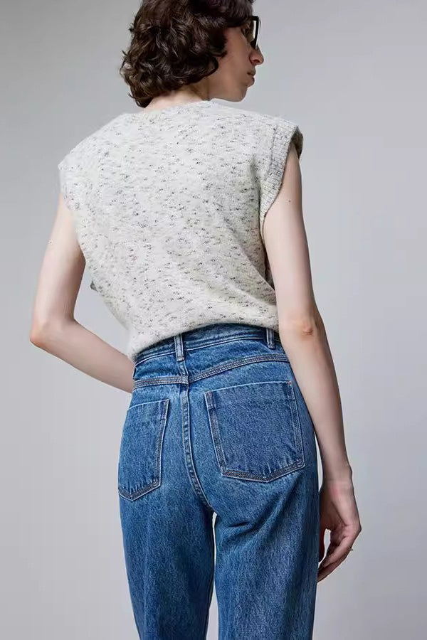 High-Waist Straight-Leg Denim Jeans