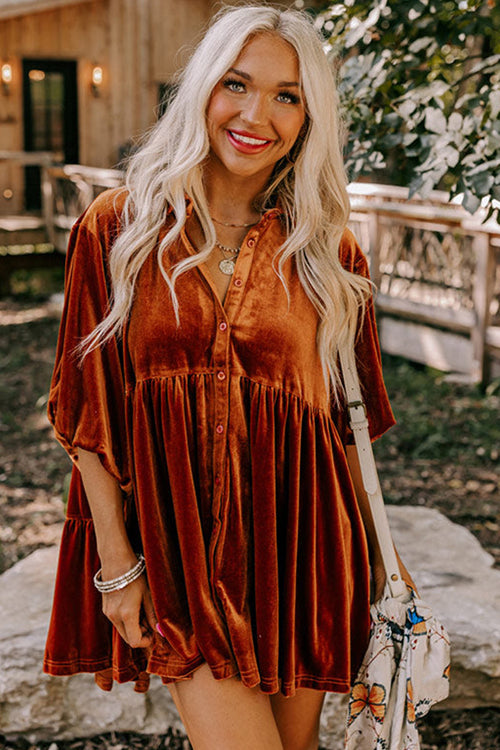 Boldly Me Velvet Short Sleeve A-Line Mini Dress - View 3