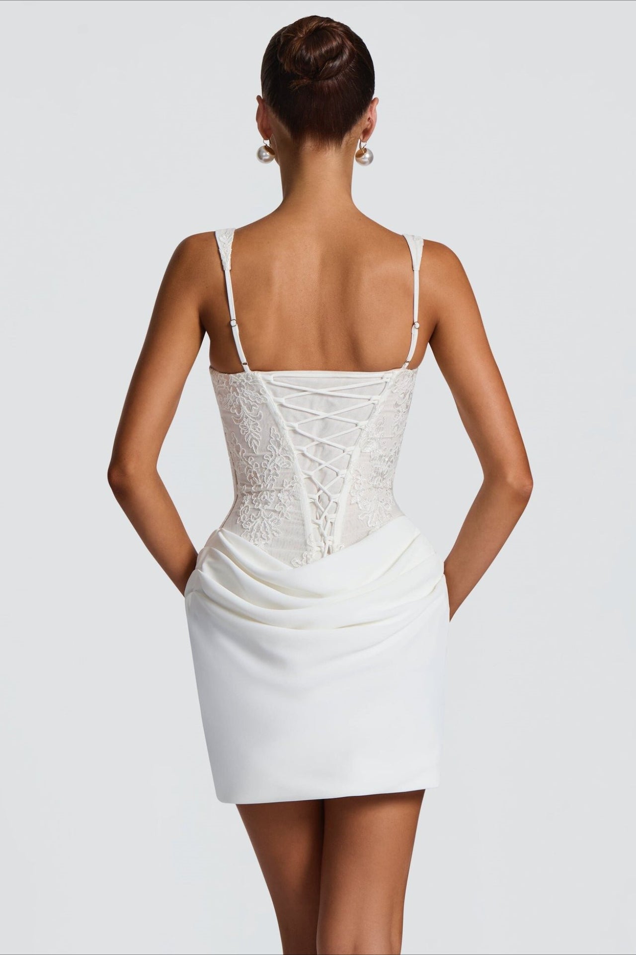 Lace Cami Drape Waist Tie Bodycon Mini Lace Dress