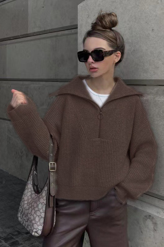 Vintage Notched VNeck Knit Top