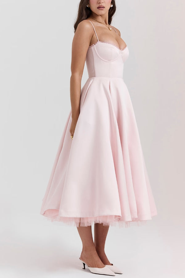 Lorraine Premium Strapless V Neck Sleeveless Tutu Maxi Dress Boutique Edit