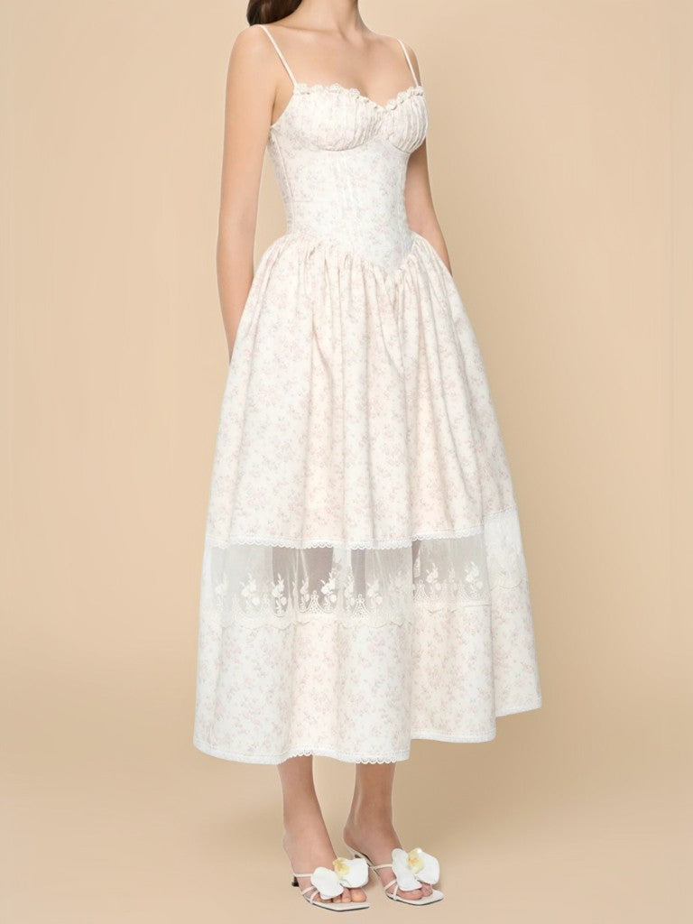 Lace suspender floral dress