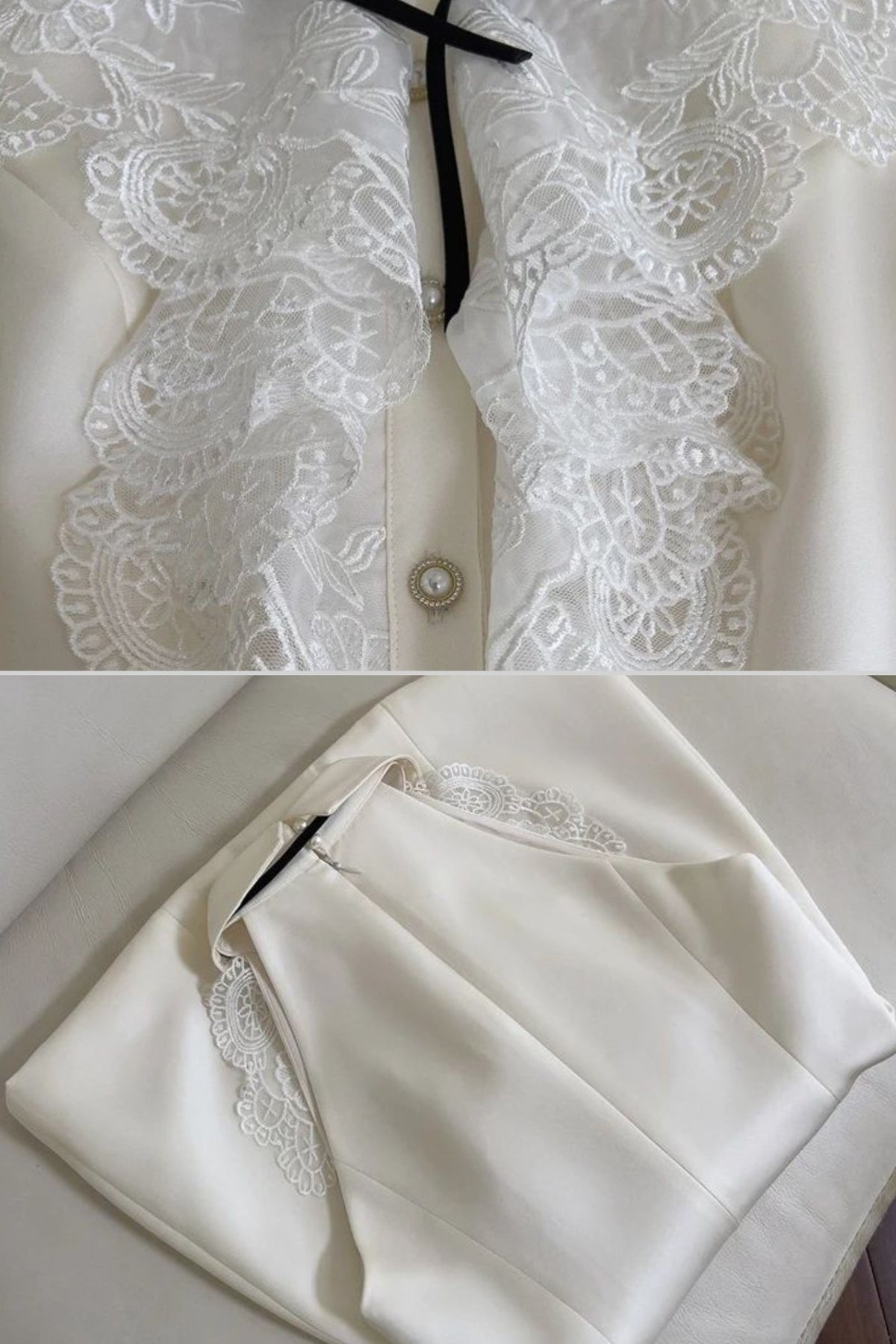 Sleeveless Collared Lace Ruffle Bib Bow Tie A-Line Mini Dress 3