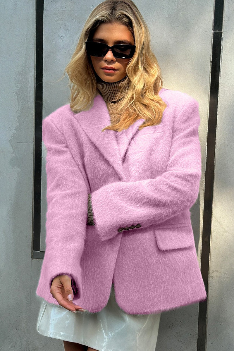 Soft Pile Relaxed Fit Lapel Blazer