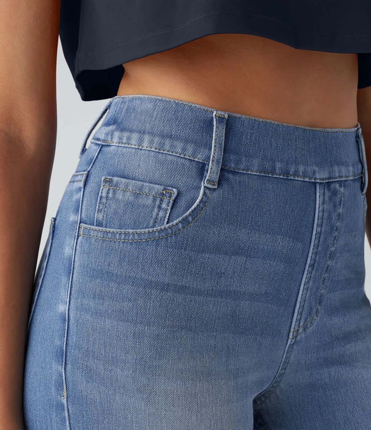 High Waist Straight Leg Pull On Jeans 12