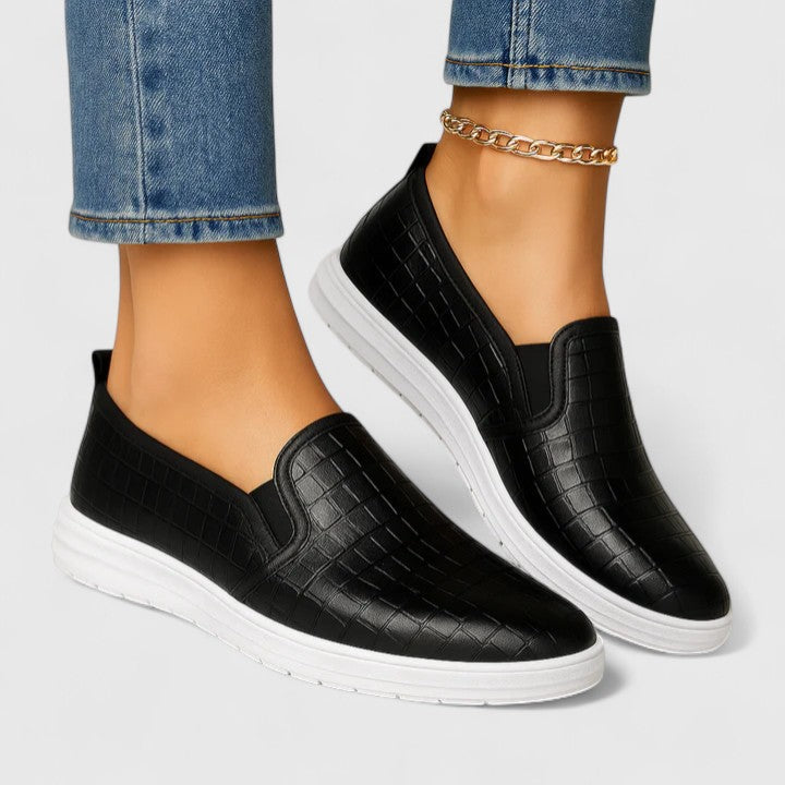 Croc Embossed Slip On Flat Sneakers